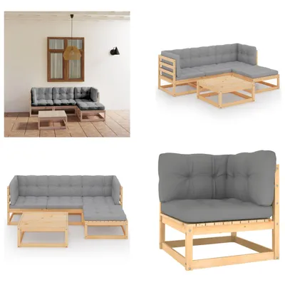 Produktbild von vidaXL 5 tlg. Garten Lounge Set mit Kissen Kiefer Massivholz - Gartenmöbel-Set - Gartenmöbel-Sets - Gartengarnitur - Gartengarnituren