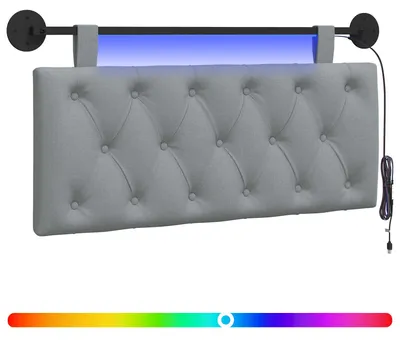 Produktbild von Hängendes Kopfteil Mit LED Licht Hellgrau Stoff