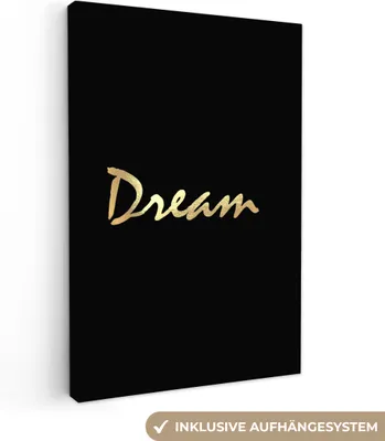 Produktbild von OneMillionCanvasses® - Leinwandbilder - 90x140 cm, Zitat - Traum - Schwarz - Gold, Wandbilder Kunstdruck Wanddekoration - Wandschmucke - Schlafzimmer