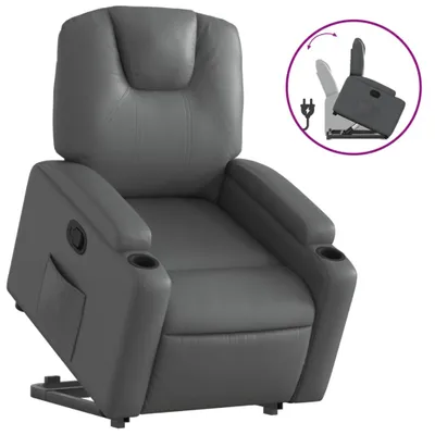 Produktbild von vidaXL Relaxsessel mit Aufstehhilfe Grau Kunstleder