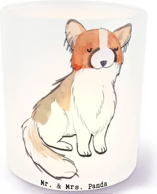 Produktbild von Mr. & Mrs. Panda Teelichthalter Glas Papillon Lebensretter - Transparent - Geschenk, Windlicht Deko, Kerzenhalter, aus, Kontinentaler Zwergspaniel, Kerzenglas