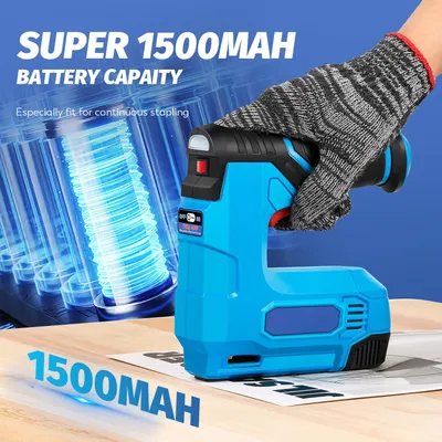 Produktbild von Akku Tacker & Nagelpistole - 2in1 Tacker für Holz, Akku Nagler, 2 Kisten Klammern, kabelloser Elektrotacker für Polsterarbeiten, Möbelbau, Heimwerker