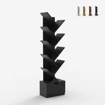 Image de Bibliothèque 10 étagères design moderne tiroir salon bureau Treebook 150 - Noir