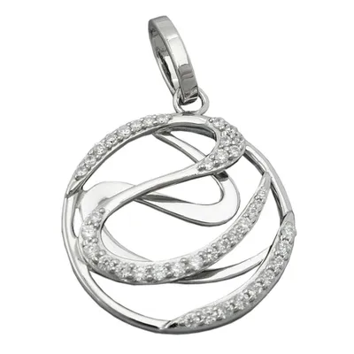 Produktbild von Anhänger 23mm mit Zirkonias glänzend rhodiniert Silber 925 silber 23mm