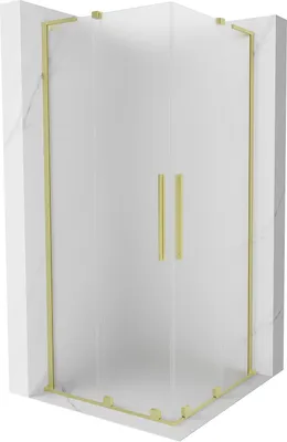 Produktbild von Mexen Velar L Duo Duschkabine Schiebetür 100 x 100 cm, satiniert, gebürstetes Gold - 871-100-100-02-33-55