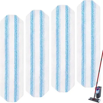 Produktbild von 4 Stück - Mikrofaser-Wischsets, geeignet für Vileda H2PrO - Ersatz. Geeignet für O-Cedar flache Wischtücher - Universell geeignet für Hartböden - Waschbar und wiederverwendbar - Für feuchte und trockene Anwendung - Wiederverwendbar und maschinenwaschbar