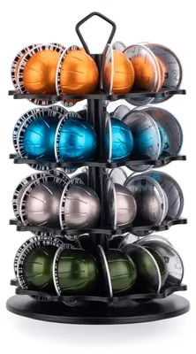 Productafbeelding van Capsulehouder koffiepad carrousel - 40 pads - Roestvrij - Compact - Zwart