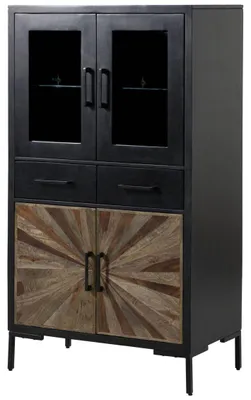 Immagine prodotto di MASSIVMOEBEL24 | SUN #104 Vetrina in legno di sheesham / mango- laccato / nero 80x45x145