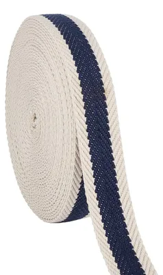 Gestreiftes Webband 32 mm x 9,14 m, mittelblau, Polyester-Baumwolle