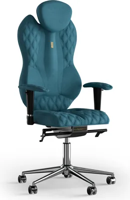 Produktbild von KULIK SYSTEM Grand - Büro- und Heimstuhl mit patentierter ergonomisch geformter Rückenstütze und Sitzkissen - Azure Jeans