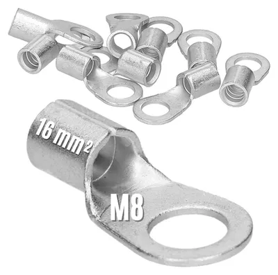 Produktbild von 10 Stück Kalitec Q16-8 Quetschkabelschuh 16mm² M8 I Unisoliert I Dornpressung I Für mehr-, fein- und feinstdrähtige Leiter I Kabelschuh 16mm² nach DIN 46234