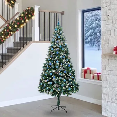 Image de vidaXL Arbre de Noël artificiel avec 300 LED avec support Vert 240 cm