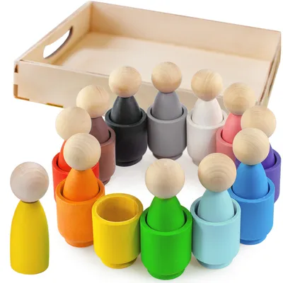 Produktbild von Ulanik Montessori-Holzspielzeug  Peg Dolls with Hats