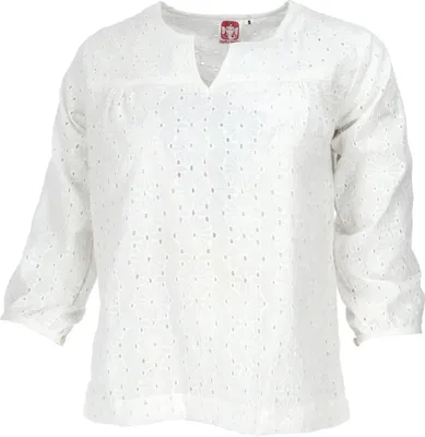 Produktbild von Leichte Baumwollbluse, Bestickte Boho Schlupfbluse mit V-Ausschnitt - Weiß, Damen, Baumwolle, Größe: S