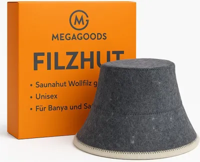 Produktbild von Saunahut Wollfilz grau Unisex für Banya und Sauna DE.