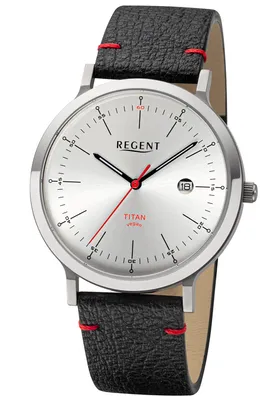 Produktbild von Regent Herrenuhr Titan Schwarz/Silberfarben BA-702