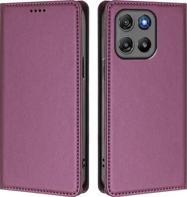 Produktbild von Handyhülle für Motorola Moto G67 Power, Kunstleder Klapphülle Stoßfeste Magnetische Hülle mit Ständer Lila