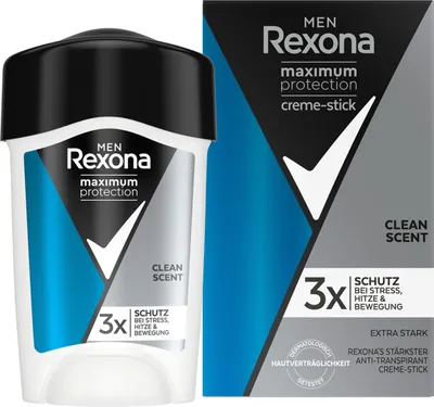 Productafbeelding van Rexona Maximum Protection Clean Scent, voor heren, anti-transpirant, vaste deodorant, 45 ml, 48 uur, voor normale huid