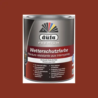 Produktbild von Düfa Premium Wetterschutzfarbe SCHWEDENROT 750 ml Holzfarbe Dauerschutzfarbe Holzlack