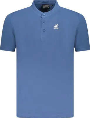 Produktbild von Elegantes Herren Poloshirt Blau mit Stickerei und Stehkragen