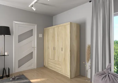 Produktbild von Viertüriger Kleiderschrank ADELINA – Breite 176 cm, Eiche Sonoma