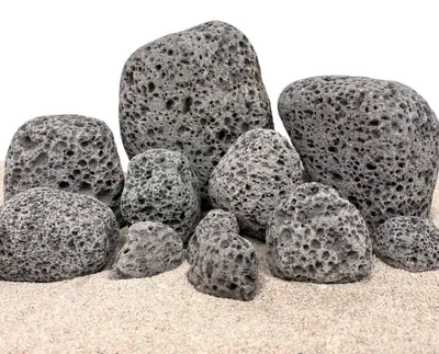 Produktbild von Aquarium Natursteine Black Lava Pebbles Deko Stein 25 kg Mix Größe S-XL Felsen