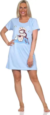 Produktbild von Damen Nachthemd Sleepshirt Nachtwäsche;  Hellblau/S/36