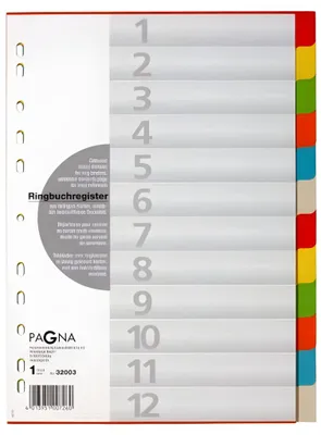 Produktbild von PAGNA Karton Register DIN A4 12-teilig 12 farbig