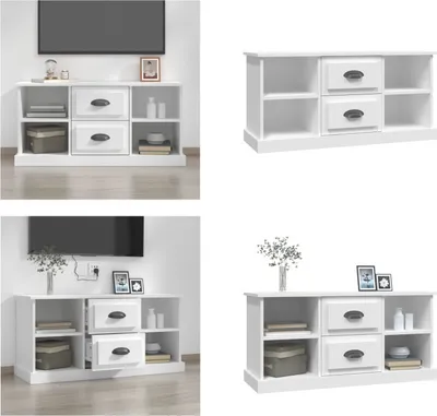 Productafbeelding van vidaXL TV-kast wit, 99,5 x 35,5 x 48 cm, houtvezel - TV-kast - TV-kasten - TV-meubels - TV-meubels