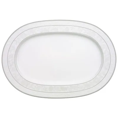 Obrázek produktu pro Villeroy & Boch 1043922940, Dezertní talíř, Oválný, Porcelán, Šedá, Bílá, 410 mm, 1,41 kg