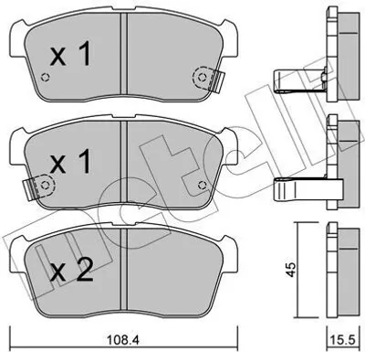 Produktbild von METELLI 22-0415-0 Bremsbeläge Satz Vorne Bremsklötze für DAIHATSU SIRION (M3) für SUZUKI Alto (GF) für NISSAN PIXO (UA0)