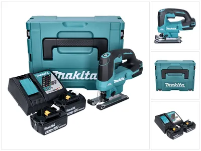 Produktbild von Makita DJV184RTJ -Stichsäge, bürstenlos 18V LXT Lithium-Ionen, inklusive 2 x 5,0 Ah Akkus und Ladegerät in einer Makpac-Box