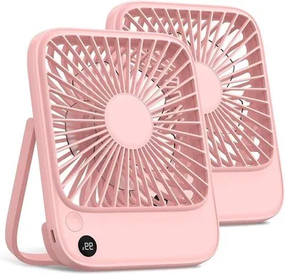 Obrázok produktu pre Nabíjateľný stolný ventilátor – 2 ks, batéria 4500 mAh – tichý a prenosný s displejom zobrazujúcim výkon a rýchlosť