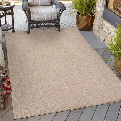 Produktbild von Homebyhome In- & Outdoor Teppich - Wetterfestes Flachgewebe in Sisal-Optik mit Bordüre, Küchenteppich, Terrasse, Wohnzimmer Grösse: 60x100 cm