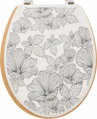 Immagine prodotto di 5five Simply Smart WC-Sitz Black Flora, Toilettensitz, HDF, Zink, Kunststoff, Schwarz, Weiß, 174693A