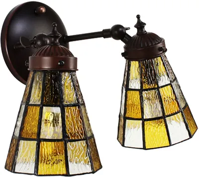Obrázok produktu pre Tiffanyho nástenné svietidlo hnedé, biele 30x23x23 cm E14-max 2x25W18x15x115 cm E14-max 1x25W