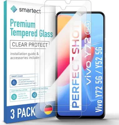 Produktbild von 3x Schutzglas Panzerfolie Klar für Vivo Y72 5G / Y52 5G Displayschutz Hartglas