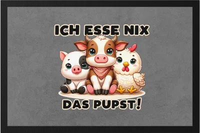 Produktbild von Ich esse nix dass pupst Süße Tiere Fußmatte - Veganer Humor Geschenk