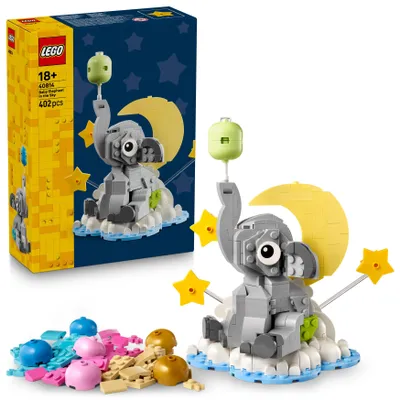 Produktbild von LEGO Schwebender Baby-Elefant - Bauset für Erwachsene - Modellbau mit Tierfigur und Zubehör als Zimmerdeko - Geschenkidee zur Geburt für Eltern - 40814