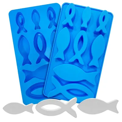 Immagine prodotto di Stampo in silicone a forma di pesce, 8 cavità, per resina epossidica, sapone, confezione da 2 pezzi