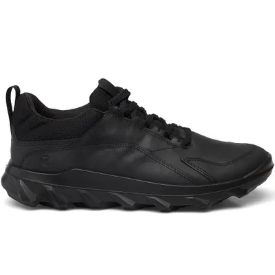 A black Ecco sneaker is shown from the side against a white background.