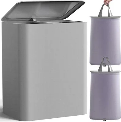 Produktbild von Famanu Wäschekorb faltbar mit Deckel und herausnehmbarer Wäschetasche - 160 Liter, 2 Fächer