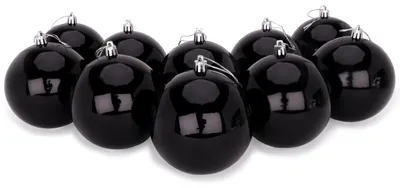 10 Weihnachtskugeln 100 mm schwarz – Christbaumdeko