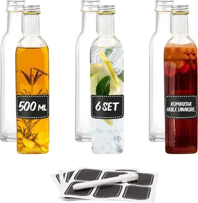 Obrázok produktu pre Sada dávkovačov na ocot a olej – 6 fliaš s nálepkami