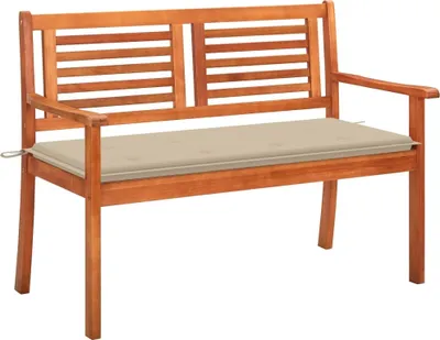 Produktbild von 2-Sitzer-Gartenbank mit Auflage 120 cm Massivholz Eukalyptus