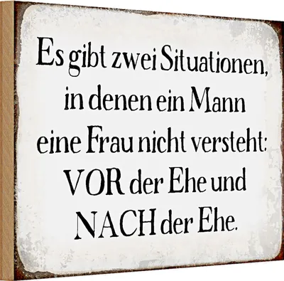 Produktbild von Holzschild Spruch 30x20cm Mann Frau vor nach der Ehe