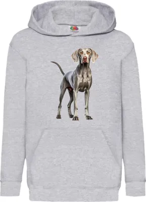 Obrázok produktu pre Detská Mikina S Kapucňou Dogs Breeds Weimaraner Dog Breed 005, 9-11 Jahr - 140 / Heather šedá