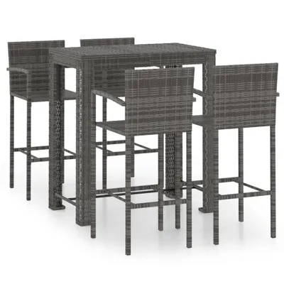 Produktbild von vidaXL 5-tlg. Garten-Bar-Set mit Armlehnen Poly Rattan Grau