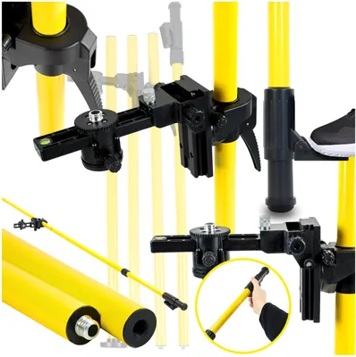 Produktbild von Lotstock, Laser-Verlängerungsstativ, Teleskop-Wasserwaage, Schmiegeadapter 455 cm