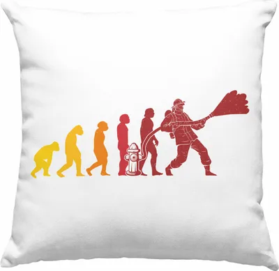 Produktbild von Trendation - Feuerwehr Geschenk Deko-Kissen mit Füllung 40x40 Feuerwehrmann Vater Vatertag Spruch Evolution (Blau)